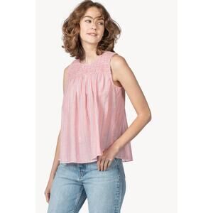 Lilla P Smocked Stripe Tank In Pink S